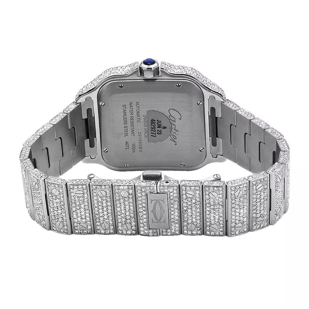 Iced Out Cartier Santos 40mm Diamond Watch