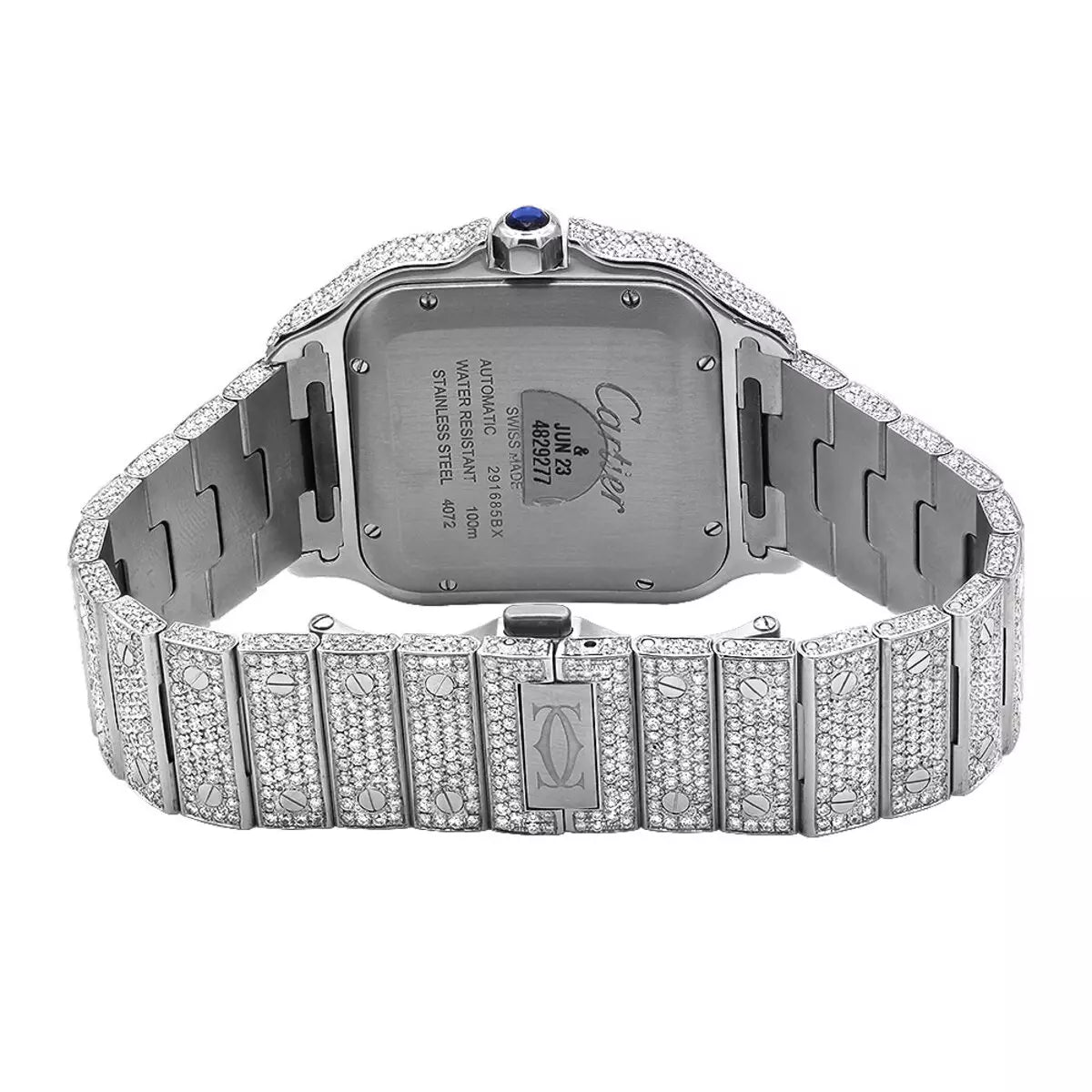 Iced Out Cartier Santos 40mm Diamond Watch