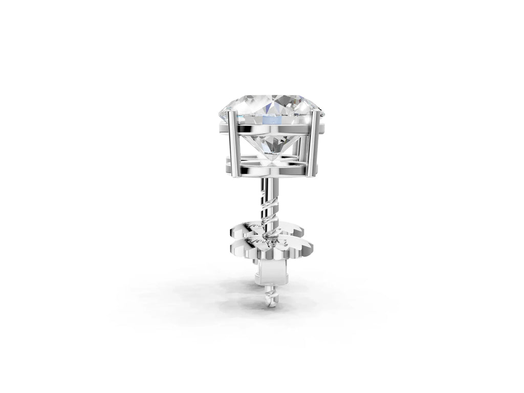 Silver Round Cut Diamond Stud Earrings