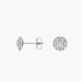 Halo Diamond Stud Earrings In 14K White Gold