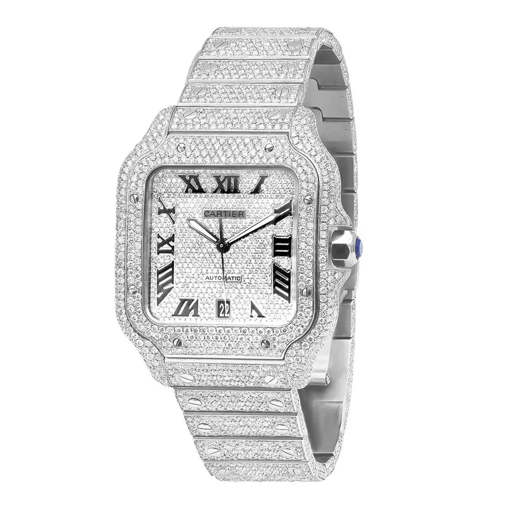 Iced Out Cartier Santos 40mm Diamond Watch