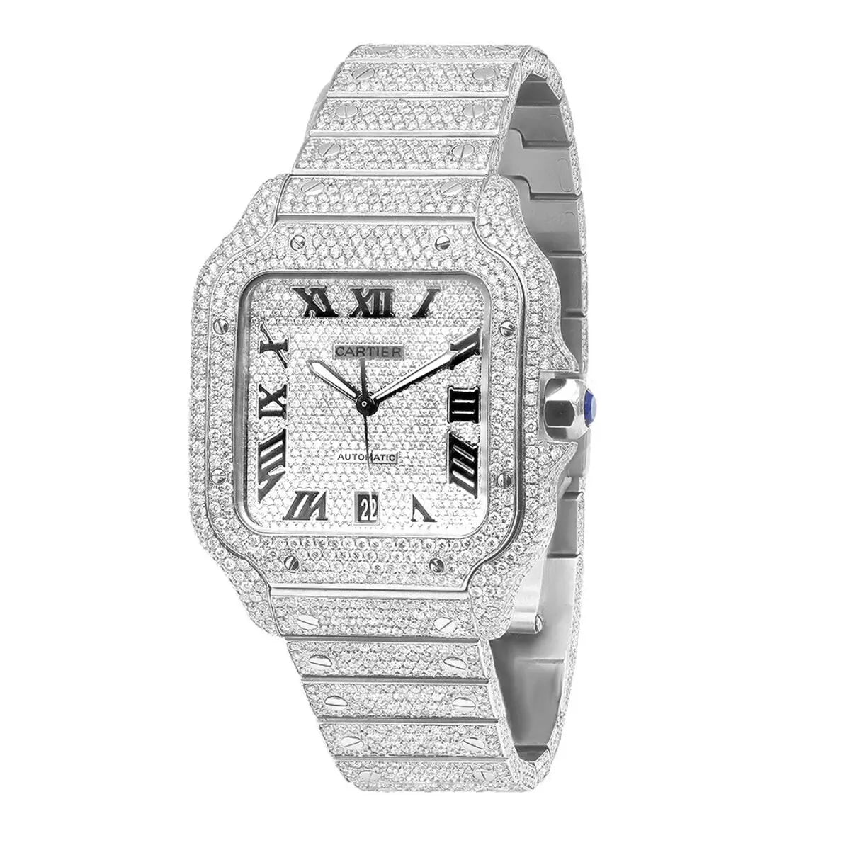 Iced Out Cartier Santos 40mm Diamond Watch